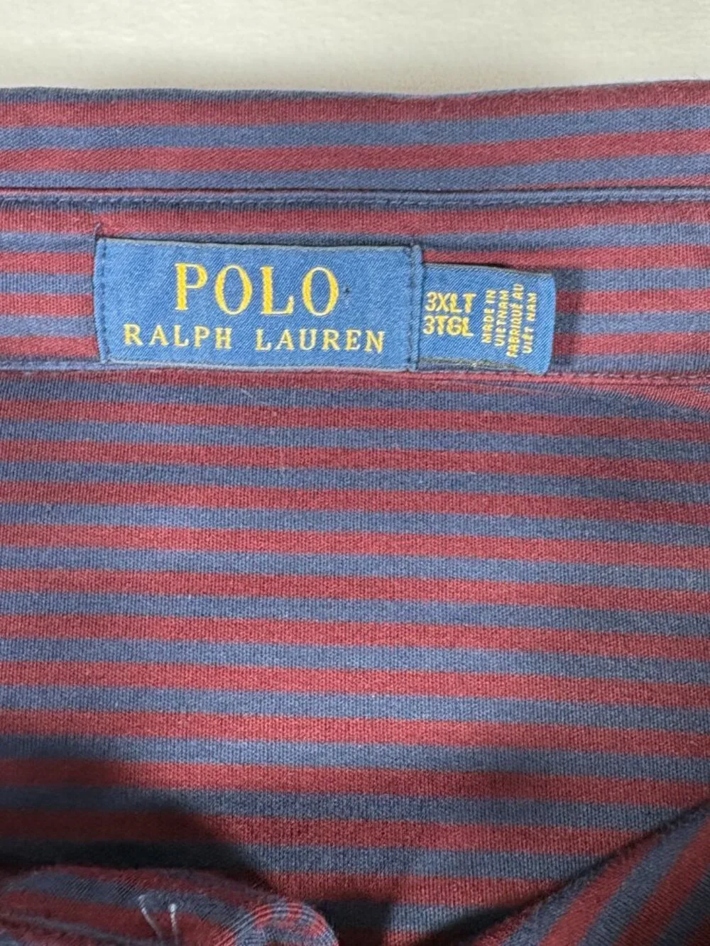 NWT Polo Ralph Lauren Polo Short Sleeve Pinstripe Red Blue 3XLT